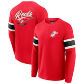 Cincinnati Reds Darius Rucker Collection Waffle-Knit Raglan Long Sleeve Henley T-Shirt Red