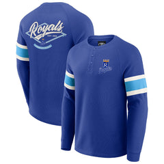 Kansas City Royals Darius Rucker Collection Waffle-Knit Raglan Long Sleeve Henley T-Shirt Royal