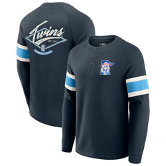 Minnesota Twins Darius Rucker Collection Waffle-Knit Raglan Long Sleeve Henley T-Shirt Navy