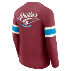Philadelphia Phillies Darius Rucker Collection Waffle-Knit Raglan Long Sleeve Henley T-Shirt Burgundy
