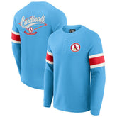 St. Louis Cardinals Darius Rucker Collection Waffle-Knit Raglan Long Sleeve Henley T-Shirt Light Blue