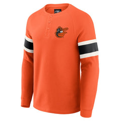 Baltimore Orioles Darius Rucker Collection Waffle-Knit Raglan Long Sleeve Henley T-Shirt Orange