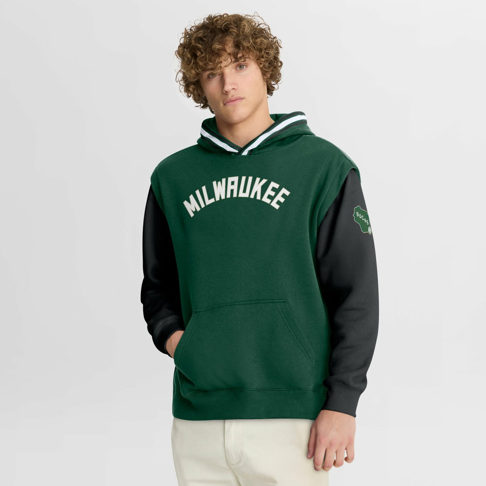 Milwaukee Bucks Half Court Shot Clock Fastbreak Hoodie - Hunter Green/Black discount