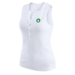 Boston Celtics WEAR by Erin Andrews Women's Rib-Knit Henley Tank Top - White shop