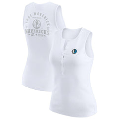 Dallas Mavericks WEAR by Erin Andrews Women's Rib-Knit Henley Tank Top sale - White on sale