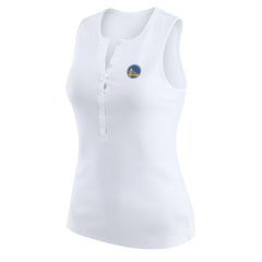 Golden State Warriors WEAR by Erin Andrews Women's Rib-Knit Henley Tank Top sale - White on sale