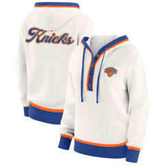 New York Knicks WEAR by Erin Andrews Women's Plus Size Hoodie Sweater - Cream discount