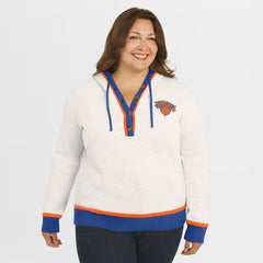 New York Knicks WEAR by Erin Andrews Women's Plus Size Hoodie Sweater - Cream discount