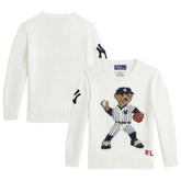 Yankees Polo Ralph Lauren Preschool Bear Pullover Sweater White