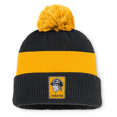 Pittsburgh Pirates Cooperstown Collection Peak Standard Cuffed Knit Hat with Pom Black/Yellow