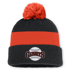 San Francisco Giants Cooperstown Collection Peak Standard Cuffed Knit Hat with Pom Black/Orange