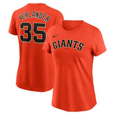 Justin Verlander San Francisco Giants Women's Cooperstown Collection Fuse Name & Number T-Shirt Orange