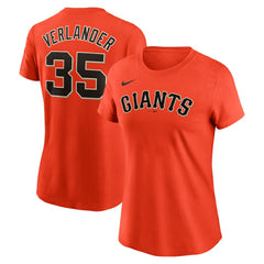 Justin Verlander San Francisco Giants Women's Cooperstown Collection Fuse Name & Number T-Shirt Orange