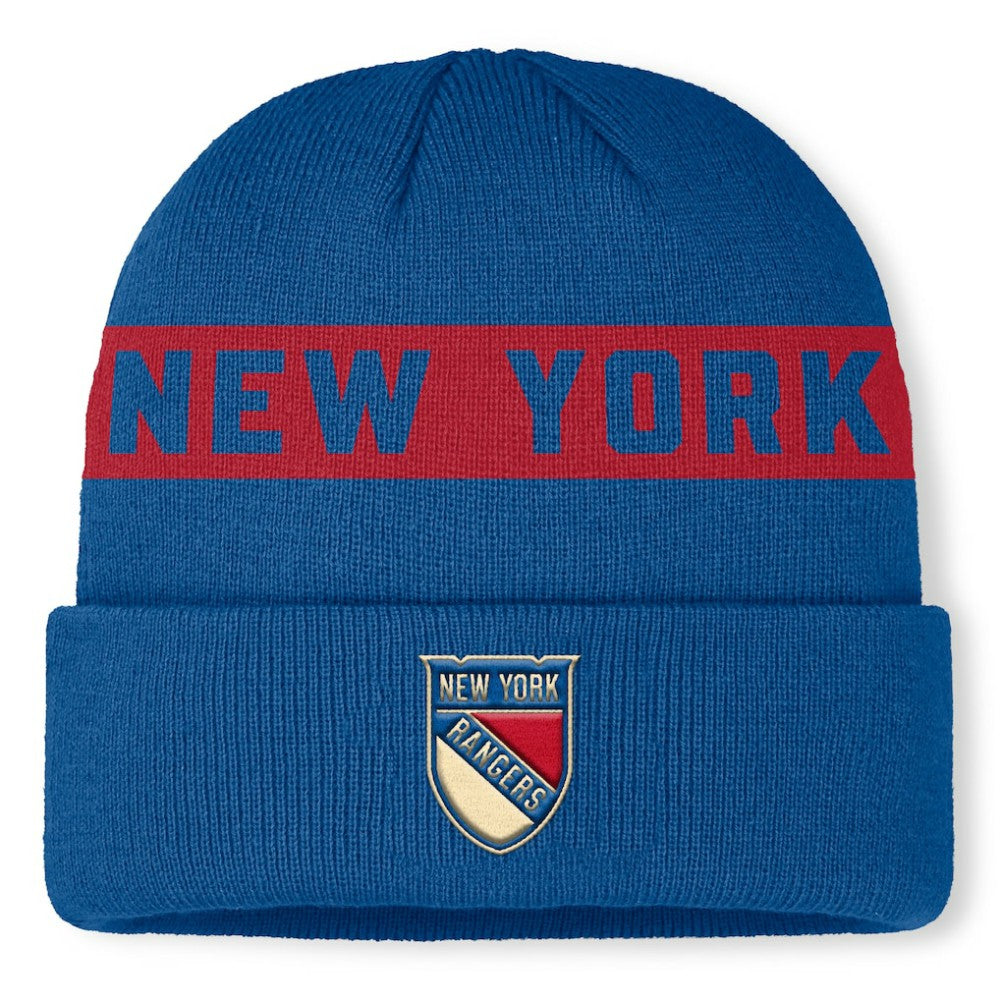 New York Rangers Fanatics Centennial Authentic Pro Cuffed Knit Hat - Blue Hats