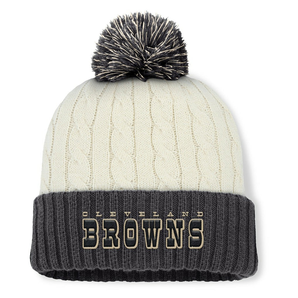 Cleveland Browns Women's Coaxial Cuffed Knit Hat with Pom - Cream cheap