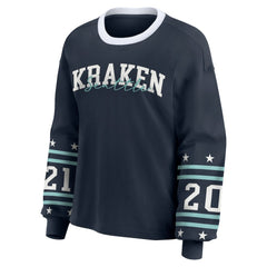Seattle Kraken WEAR by Erin Andrews Women's Long-Sleeve Sport T-Shirt - Deep Sea Blue T-shirts