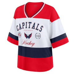 Washington Capitals WEAR by Erin Andrews Women's Jersey Style Tee - Red/White Jerseys