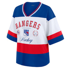 New York Rangers WEAR by Erin Andrews Women's Jersey Style Tee - Blue/White Jerseys