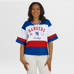 New York Rangers WEAR by Erin Andrews Women's Jersey Style Tee - Blue/White Jerseys