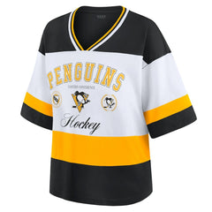 Pittsburgh Penguins WEAR by Erin Andrews Women's Jersey Style Tee - Black/White Jerseys