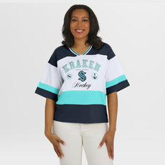 Seattle Kraken WEAR by Erin Andrews Women's Jersey Style Tee - Black/White Jerseys