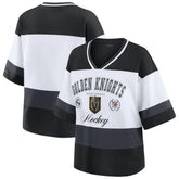 Vegas Golden Knights WEAR by Erin Andrews Women's Jersey Style Tee - Black/White Jerseys