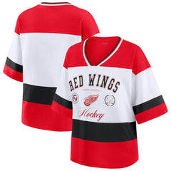 Detroit Red Wings WEAR by Erin Andrews Women's Jersey Style Tee - Red/White Jerseys
