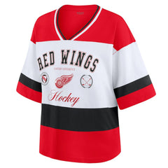 Detroit Red Wings WEAR by Erin Andrews Women's Jersey Style Tee - Red/White Jerseys