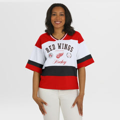 Detroit Red Wings WEAR by Erin Andrews Women's Jersey Style Tee - Red/White Jerseys