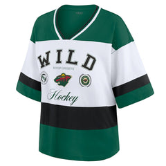 Minnesota Wild WEAR by Erin Andrews Women's Jersey Style Tee - Green/White Jerseys