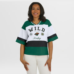 Minnesota Wild WEAR by Erin Andrews Women's Jersey Style Tee - Green/White Jerseys