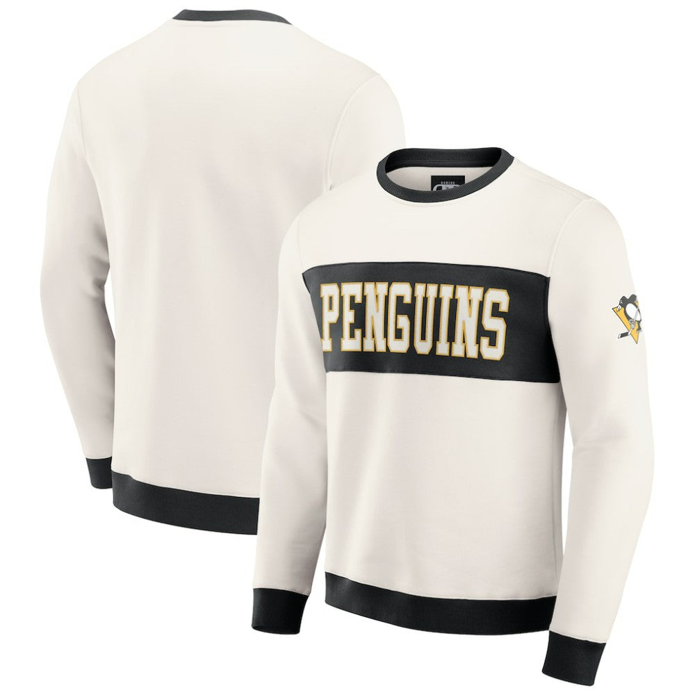 Pittsburgh Penguins Darius Rucker Collection by Fanatics Colorblock Pullover Sweatshirt - Cream Sweatshirts