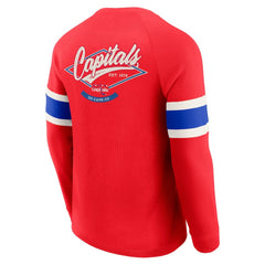 Washington Capitals Darius Rucker Collection by Fanatics Waffle-Knit Raglan Long Sleeve Henley T-Shirt - Red T-shirts