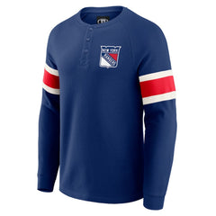 New York Rangers Darius Rucker Collection by Fanatics Waffle-Knit Raglan Long Sleeve Henley T-Shirt - Navy T-shirts