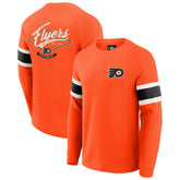 Philadelphia Flyers Darius Rucker Collection by Fanatics Waffle-Knit Raglan Long Sleeve Henley T-Shirt - Orange T-shirts