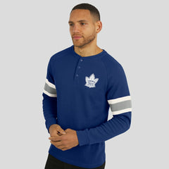 Toronto Maple Leafs Darius Rucker Collection by Fanatics Waffle-Knit Raglan Long Sleeve Henley T-Shirt - Navy T-shirts