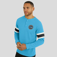 Utah Hockey Club Darius Rucker Collection by Fanatics Waffle-Knit Raglan Long Sleeve Henley T-Shirt - Light Blue T-shirts