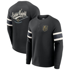 Vegas Golden Knights Darius Rucker Collection by Fanatics Waffle-Knit Raglan Long Sleeve Henley T-Shirt - Black T-shirts