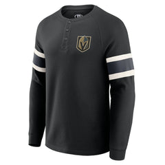 Vegas Golden Knights Darius Rucker Collection by Fanatics Waffle-Knit Raglan Long Sleeve Henley T-Shirt - Black T-shirts