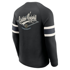Vegas Golden Knights Darius Rucker Collection by Fanatics Waffle-Knit Raglan Long Sleeve Henley T-Shirt - Black T-shirts