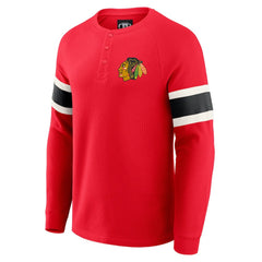 Chicago Blackhawks Darius Rucker Collection by Fanatics Waffle-Knit Raglan Long Sleeve Henley T-Shirt - Red T-shirts