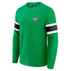 Dallas Stars Darius Rucker Collection by Fanatics Waffle-Knit Raglan Long Sleeve Henley T-Shirt - Green T-shirts