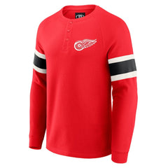 Detroit Red Wings Darius Rucker Collection by Fanatics Waffle-Knit Raglan Long Sleeve Henley T-Shirt - Red T-shirts