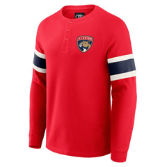 Florida Panthers Darius Rucker Collection by Fanatics Waffle-Knit Raglan Long Sleeve Henley T-Shirt - Red T-shirts