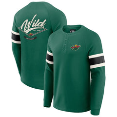 Minnesota Wild Darius Rucker Collection by Fanatics Waffle-Knit Raglan Long Sleeve Henley T-Shirt - Green T-shirts