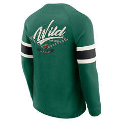 Minnesota Wild Darius Rucker Collection by Fanatics Waffle-Knit Raglan Long Sleeve Henley T-Shirt - Green T-shirts