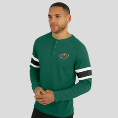 Minnesota Wild Darius Rucker Collection by Fanatics Waffle-Knit Raglan Long Sleeve Henley T-Shirt - Green T-shirts