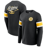 Boston Bruins Darius Rucker Collection by Fanatics Waffle-Knit Raglan Long Sleeve Henley T-Shirt - Black T-shirts
