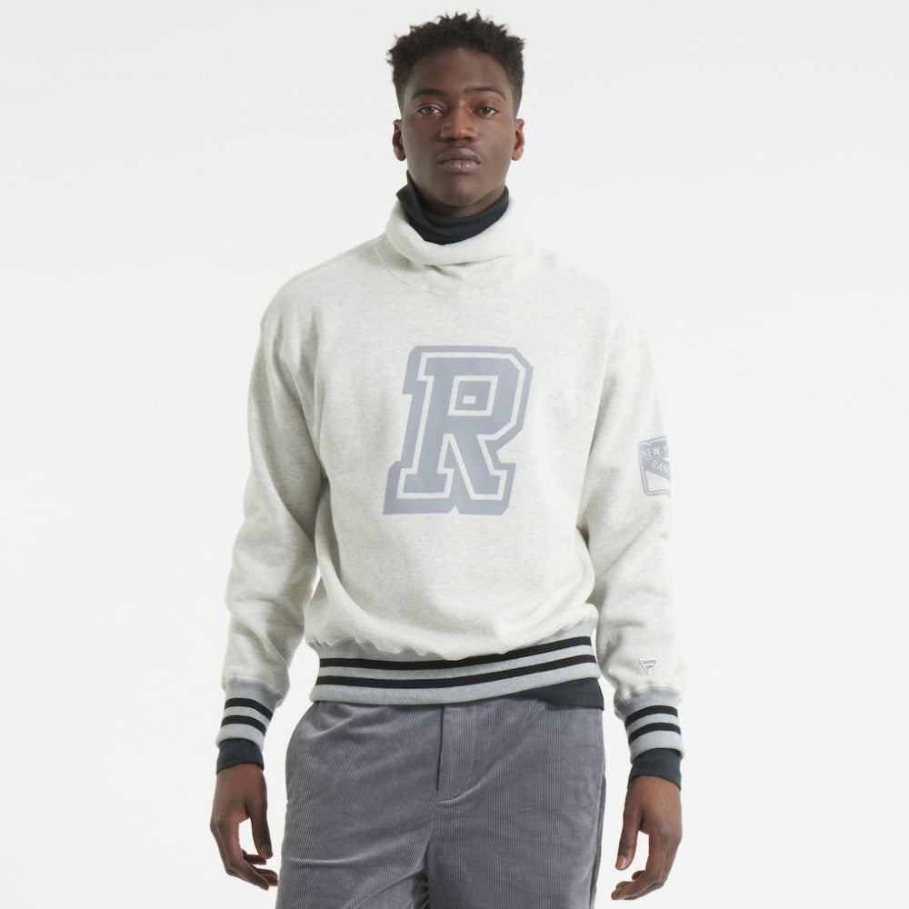 New York Rangers Todd Snyder by Fanatics Relaxed Canadian Fleece Turtleneck - Heather Gray