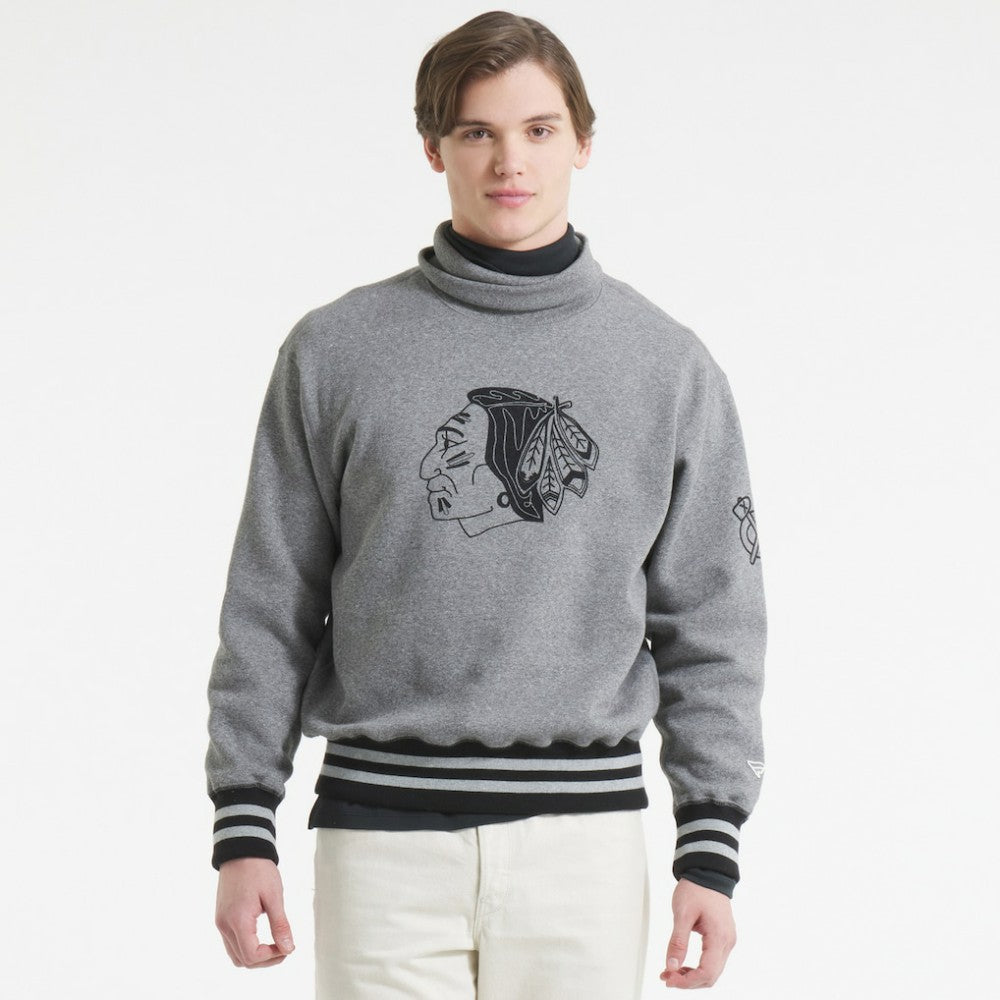 Chicago Blackhawks Todd Snyder by Fanatics Relaxed Canadian Fleece Turtleneck - Dark Heather Gray